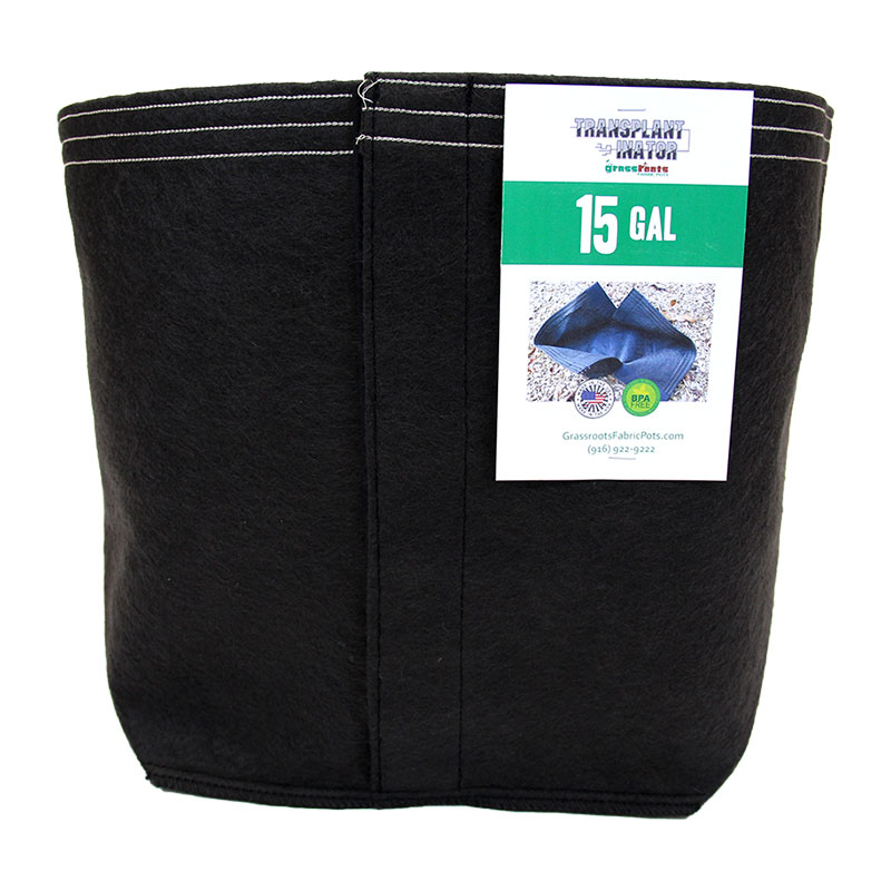15 Gallon Black Fabric Transplant Pot Closed