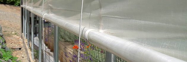 Outside of winterized greenhouse close up.