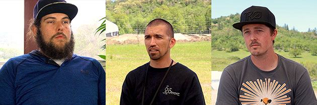 Tyler Lennick (left), Paul Rosas (middle) and Charlie Cassidy (right) interview screenshots.